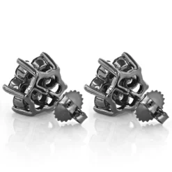 3 Carat Black Diamond Stud Earrings Clusters 14K Yellow Gold -Outlet Radiant Bijou Store 000321backbl backbl