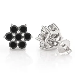 3 Carat Black Diamond Stud Earrings Clusters 14K Yellow Gold -Outlet Radiant Bijou Store 000321wh wh