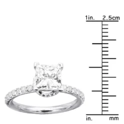 Unique Princess Cut Diamond Engagement Ring F/VS Diamonds 2 Carat 14K White Gold -Outlet Radiant Bijou Store 018120 rulerwh