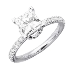Unique Princess Cut Diamond Engagement Ring F/VS Diamonds 2 Carat 14K White Gold