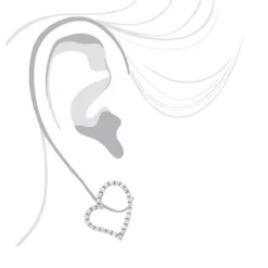 1 Carat Diamond Heart Hoop Earrings 14K White Gold 3/4 Inch Ladies Hoops -Outlet Radiant Bijou Store 1 carat diamond heart hoop earrings 14k gold 12 inch 100665 body white