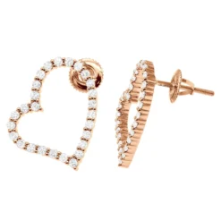 1 Carat Diamond Heart Hoop Earrings 14K White Gold 3/4 Inch Ladies Hoops -Outlet Radiant Bijou Store 1 carat diamond heart hoop earrings 14k gold 12 inch 100665 rose