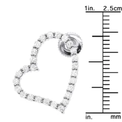 1 Carat Diamond Heart Hoop Earrings 14K White Gold 3/4 Inch Ladies Hoops -Outlet Radiant Bijou Store 1 carat diamond heart hoop earrings 14k gold 12 inch 100665 ruler white