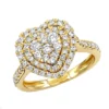 1 Carat Diamond Ring For Women Heart Design 14K Yellow Gold -Outlet Radiant Bijou Store 1 carat diamond ring for women heart design 14k yellow rose white gold ye