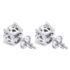 1 Carat Round Halo Diamond Cluster Stud Earrings 14K White Gold By Luxurman -Outlet Radiant Bijou Store 1 carat round halo diamond cluster stud earrings in 14k gold by luxurman backwh 1