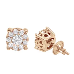 1 Carat Round Halo Diamond Cluster Stud Earrings 14K White Gold By Luxurman -Outlet Radiant Bijou Store 1 carat round halo diamond cluster stud earrings in 14k gold by luxurman ro 1