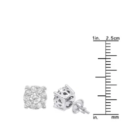1 Carat Round Halo Diamond Cluster Stud Earrings 14K White Gold By Luxurman -Outlet Radiant Bijou Store 1 carat round halo diamond cluster stud earrings in 14k gold by luxurman rulerwh 1