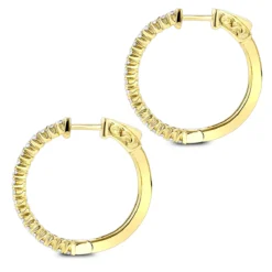 1 Inch Diamond Hoop Earrings 0.86ct 14K Yellow Gold -Outlet Radiant Bijou Store 1 inch diamond hoop earrings 086ct 14k p 44581 backye