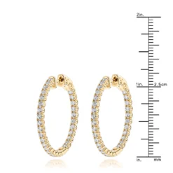 1 Inch Inside Out 2 Carat Diamond Hoop Earrings For Women By Luxurman -Outlet Radiant Bijou Store 1 inch inside out 2 carat diamond hoop earrings for women by luxurman rulerye