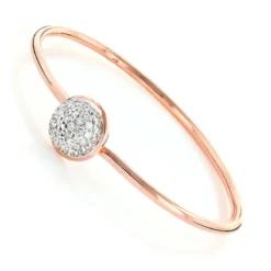 Ladies Pave Diamond Ball Bangle Bracelet 1 Ct 10K Rose Gold