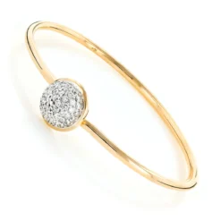 Ladies Pave Diamond Ball Bangle Bracelet 1 Ct 10K Rose Gold -Outlet Radiant Bijou Store 100238ye ye