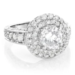 Halo 14K White Gold Diamond Engagement Ring Mounting 2ct