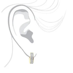 10K White Gold Diamond Hoop Huggie Earrings 0.30ct -Outlet Radiant Bijou Store 10k diamond hoop huggie earrings 040ct p 22529 bodye