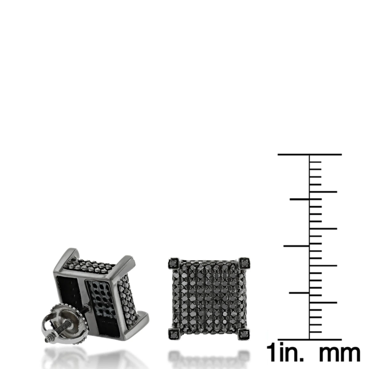 10K Black Plated Gold Black Diamond Earrings Studs 1.31ct 8 10K Black Plated Gold Black Diamond Earrings Studs 1.31ct - Image 6