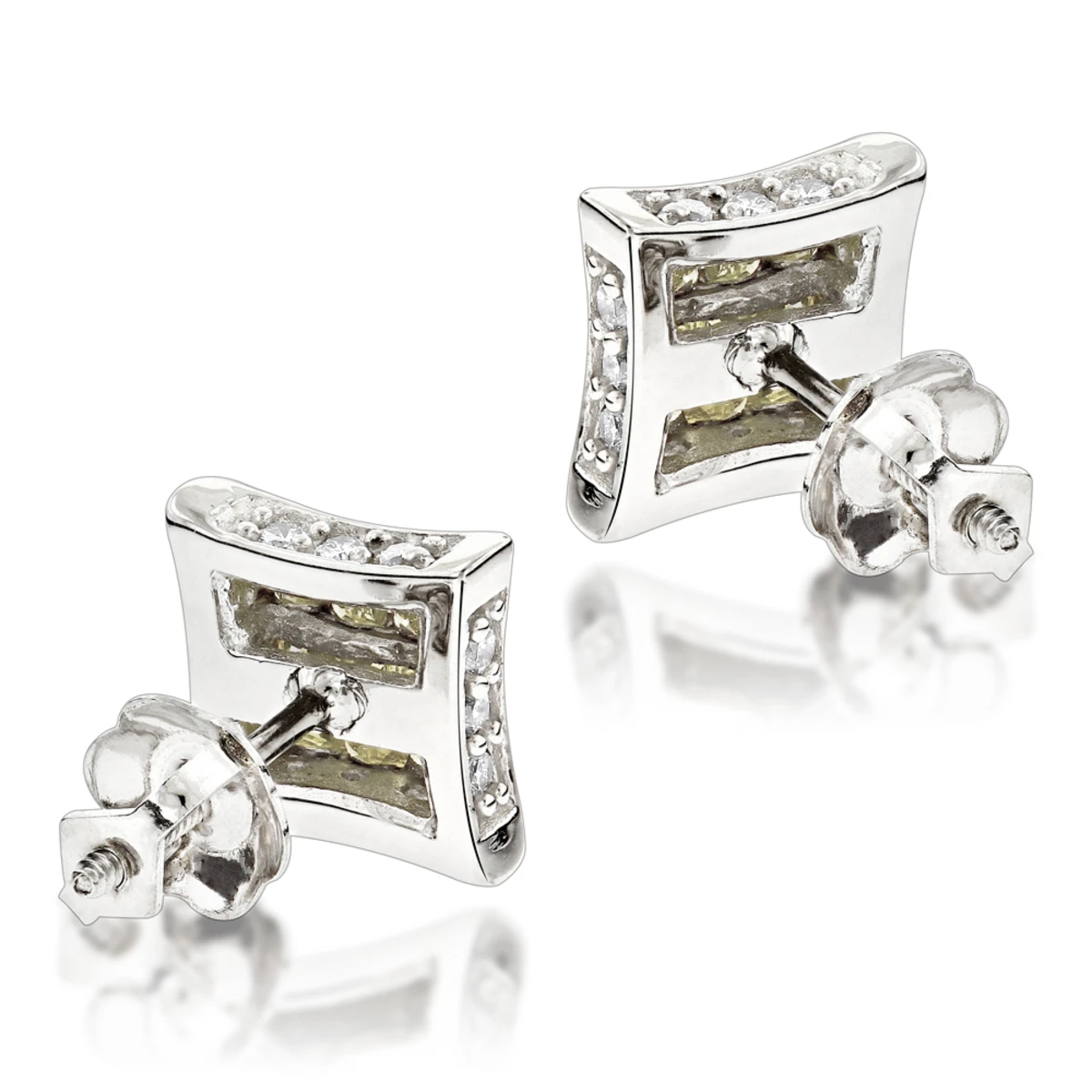 10K White Gold Canary Yellow Diamond Stud Earrings 0.6ct 6 10K White Gold Canary Yellow Diamond Stud Earrings 0.6ct - Image 4