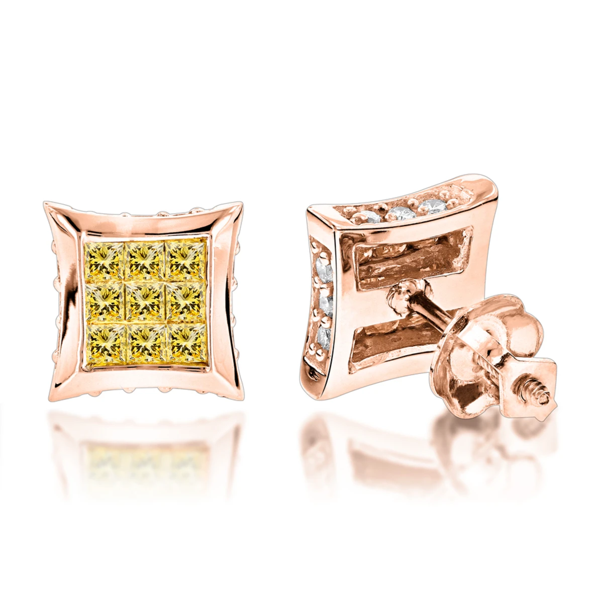 10K White Gold Canary Yellow Diamond Stud Earrings 0.6ct 5 10K White Gold Canary Yellow Diamond Stud Earrings 0.6ct - Image 3