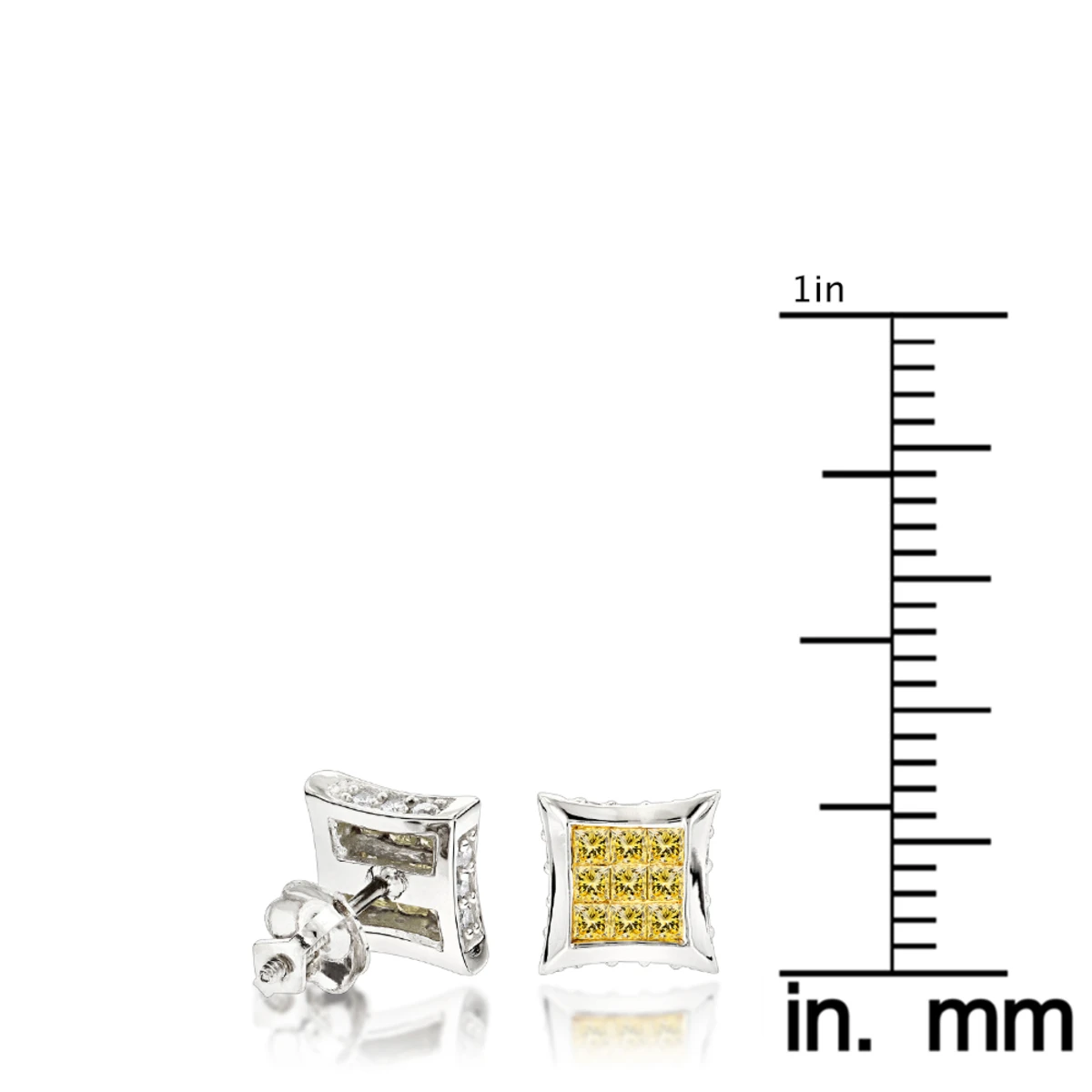 10K White Gold Canary Yellow Diamond Stud Earrings 0.6ct 8 10K White Gold Canary Yellow Diamond Stud Earrings 0.6ct - Image 6