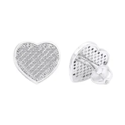 10K White Gold Heart Shaped Diamond Stud Earrings 0.63ct