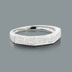 Thin 10K White Gold Ladies Diamond Wedding Band 0.20ct