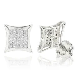 10K White Gold Round Diamond Kite Stud Earrings 0.18ct