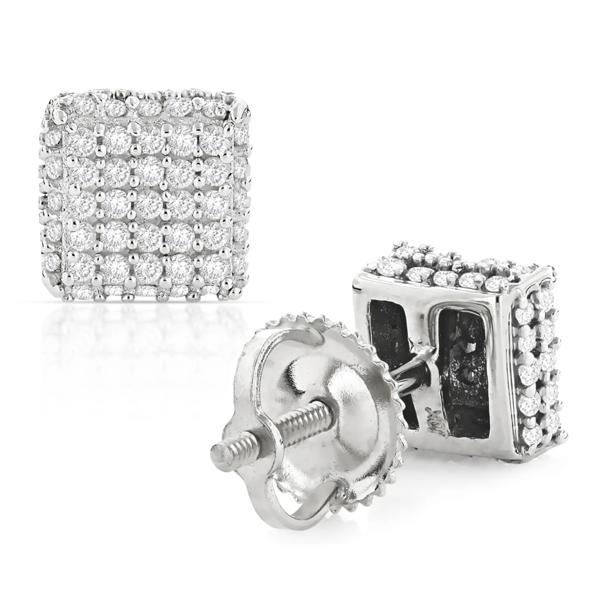 10K Yellow Gold Pave Diamond Stud Earrings 0.5ct 4 10K Yellow Gold Pave Diamond Stud Earrings 0.5ct - Image 2