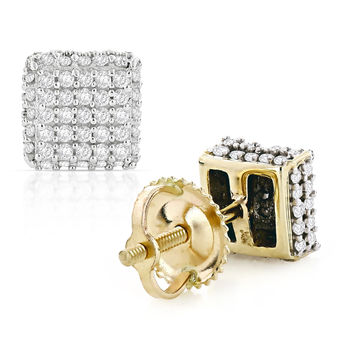 10K Yellow Gold Pave Diamond Stud Earrings 0.5ct 3 10K Yellow Gold Pave Diamond Stud Earrings 0.5ct