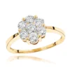 14K Yellow Gold 7 Stone 1 Carat Diamond Cluster Ring For Women By Luxurman
