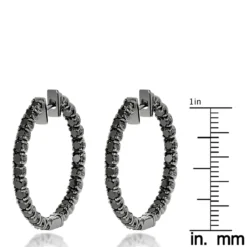 14K Black Plated Gold Black Diamond Hoop Earrings 3.15ct -Outlet Radiant Bijou Store 14k black diamond hoop earrings 315ct p 35673 ruler