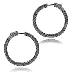 14K Black Plated Gold Black Diamond Hoop Earrings 5.91ct 13 14K Black Plated Gold Black Diamond Hoop Earrings 5.91ct -Outlet Radiant Bijou Store 14k black diamond hoop earrings 591ct p 35683 backbl