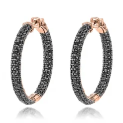 14K Black Plated Gold Black Diamond Hoop Earrings 5.91ct 12 14K Black Plated Gold Black Diamond Hoop Earrings 5.91ct -Outlet Radiant Bijou Store 14k black diamond hoop earrings 591ct p 35683 ro