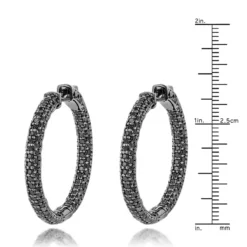 14K Black Plated Gold Black Diamond Hoop Earrings 5.91ct 15 14K Black Plated Gold Black Diamond Hoop Earrings 5.91ct -Outlet Radiant Bijou Store 14k black diamond hoop earrings 591ct p 35683 rulerbl