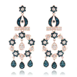 14K White Gold Blue Diamond Flower Chandelier Earrings 1.61ct -Outlet Radiant Bijou Store 14k blue diamond flower chandelier earrings 161ct p 22365 ro