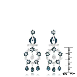 14K White Gold Blue Diamond Flower Chandelier Earrings 1.61ct -Outlet Radiant Bijou Store 14k blue diamond flower chandelier earrings 161ct p 22365 rulerwh