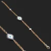14K Rose Gold Diamond And Blue Sapphire Evil Eye Bracelet .14ct -Outlet Radiant Bijou Store 14k blue sapphire and diamond evil eye bracelet 14ct p 35841