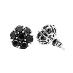 14K Black Plated Gold Cluster Black Diamond Stud Earrings 4.32ct -Outlet Radiant Bijou Store 14k cluster black diamond stud earrings 432ct p 35681 wh