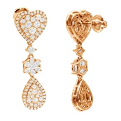 14K White Gold Dangle Diamond Heart Earrings 3ct By LUXURMAN -Outlet Radiant Bijou Store 14k dangle diamond heart earrings 35ct rose