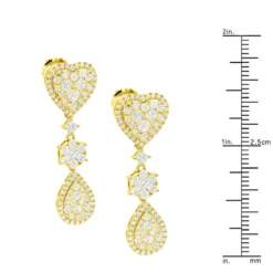 14K White Gold Dangle Diamond Heart Earrings 3ct By LUXURMAN -Outlet Radiant Bijou Store 14k dangle diamond heart earrings 35ct ruler yellow