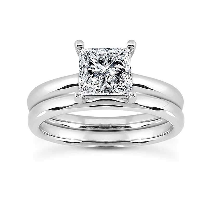 14K White Gold Designer Diamond Engagement Ring Set 0.75ct 3 14K White Gold Designer Diamond Engagement Ring Set 0.75ct