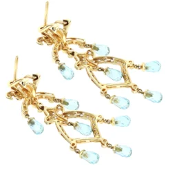 14K Yellow Gold Diamond Chandelier Earrings Blue Topaz 0.55ct -Outlet Radiant Bijou Store 14k diamond chandelier earrings blue topaz 055ct p 22335 backye