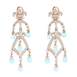 14K Yellow Gold Diamond Chandelier Earrings Blue Topaz 0.55ct -Outlet Radiant Bijou Store 14k diamond chandelier earrings blue topaz 055ct p 22335 ro