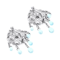 14K White Gold Diamond Chandelier Earrings Blue Topaz 0.64ct -Outlet Radiant Bijou Store 14k diamond chandelier earrings blue topaz 064ct p 22366 backwh