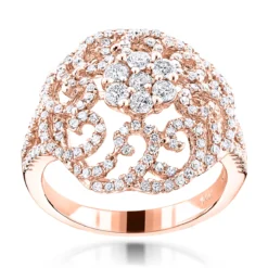 14K White Gold Diamond Cluster Ring 1.18ct -Outlet Radiant Bijou Store 14k diamond cluster ring 118ct p 41161 ro