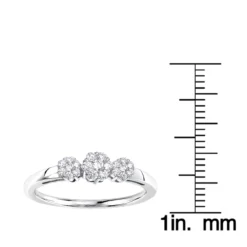 Thin 14K White Gold Diamond Cluster For Women Ring Past Present Future 0.25ct -Outlet Radiant Bijou Store 14k diamond cluster ring past present future 030ct p 58 rulerwh
