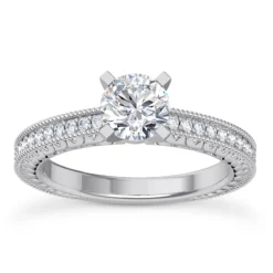14K White Gold Diamond Engagement Ring Setting 0.16ct
