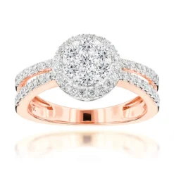 14K Yellow Gold Diamond Flower Cluster Ring For Women 1 Carat -Outlet Radiant Bijou Store 14k diamond flower cluster ring 095ct p 40450 ro