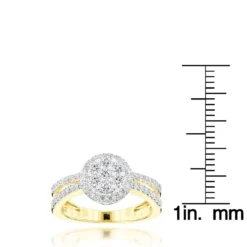 14K Yellow Gold Diamond Flower Cluster Ring For Women 1 Carat -Outlet Radiant Bijou Store 14k diamond flower cluster ring 095ct p 40450 rulerye