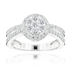 14K Yellow Gold Diamond Flower Cluster Ring For Women 1 Carat -Outlet Radiant Bijou Store 14k diamond flower cluster ring 095ct p 40450 wh