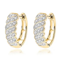 14K Yellow Gold Diamond Hoop Huggie Earrings For Women 0.65ct