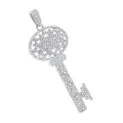 14K Yellow Gold Diamond Key Pendant For Women 1ct -Outlet Radiant Bijou Store 14k diamond key necklace 118ct p 40967 wh