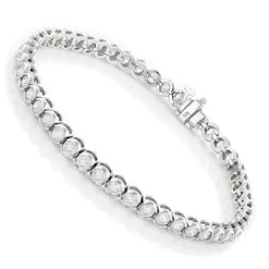 Luxurman 14K White Gold Round Diamond Tennis Bracelet Half Bezel Setting 6ct